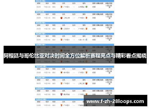 阿根廷与哥伦比亚对决时间全方位解析赛程亮点与精彩看点揭晓